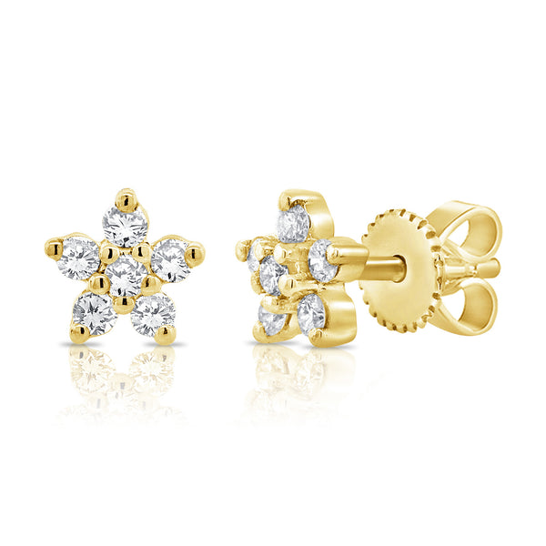 Diamond Star Stud Earrings made in 14K Gold