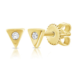 14K Diamond Triangle Stud made in Yellow/White/Rose Gold