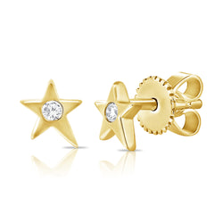 14K Diamond Star Stud Earrings