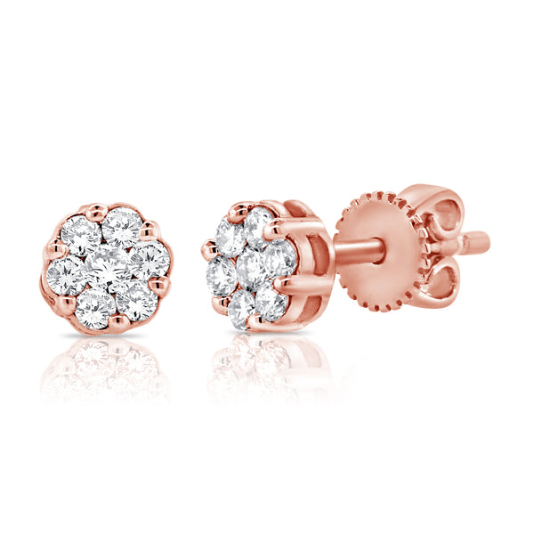 Illusion Set Diamond Stud Earrings made in 14K Gold