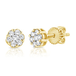 Illusion Set Diamond Stud Earrings made in 14K Gold