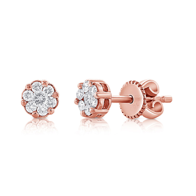 Elegant 0.20 Carat Diamond Illusion Stud Earrings in 14K White, Yellow, or Rose Gold