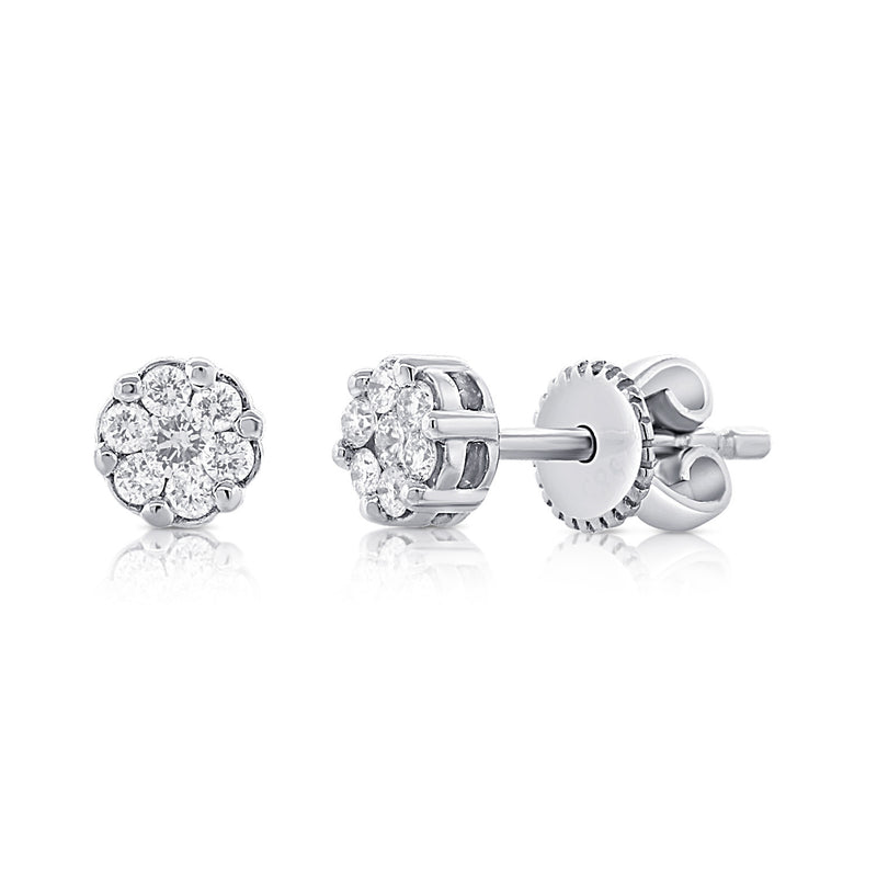Elegant 0.20 Carat Diamond Illusion Stud Earrings in 14K White, Yellow, or Rose Gold