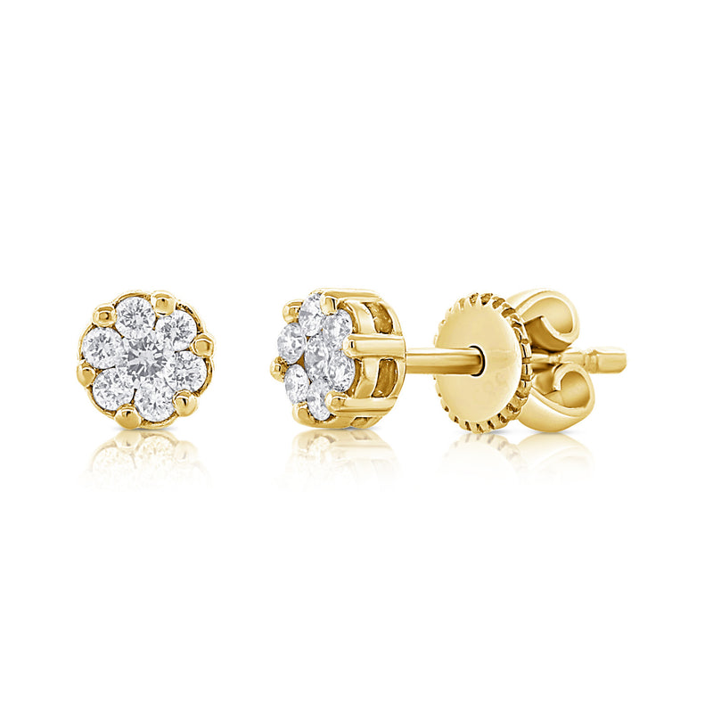 Elegant 0.20 Carat Diamond Illusion Stud Earrings in 14K White, Yellow, or Rose Gold