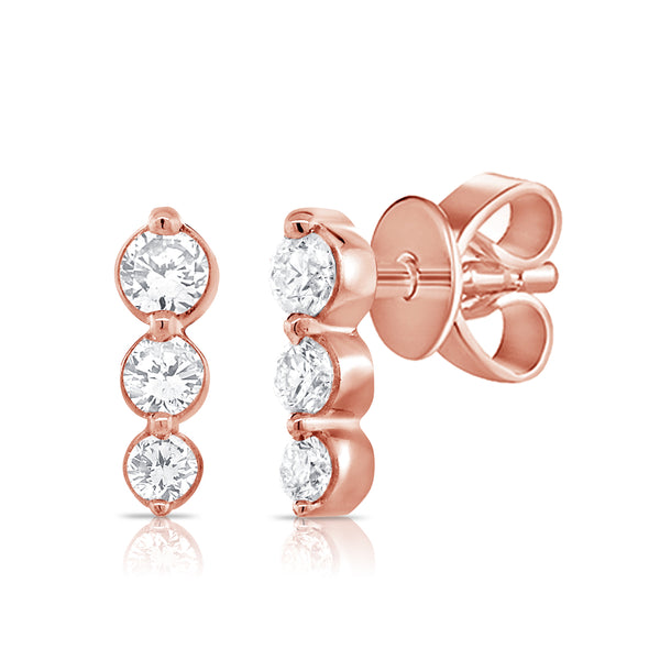 Timeless Trio Diamond Earrings in 14K Gold