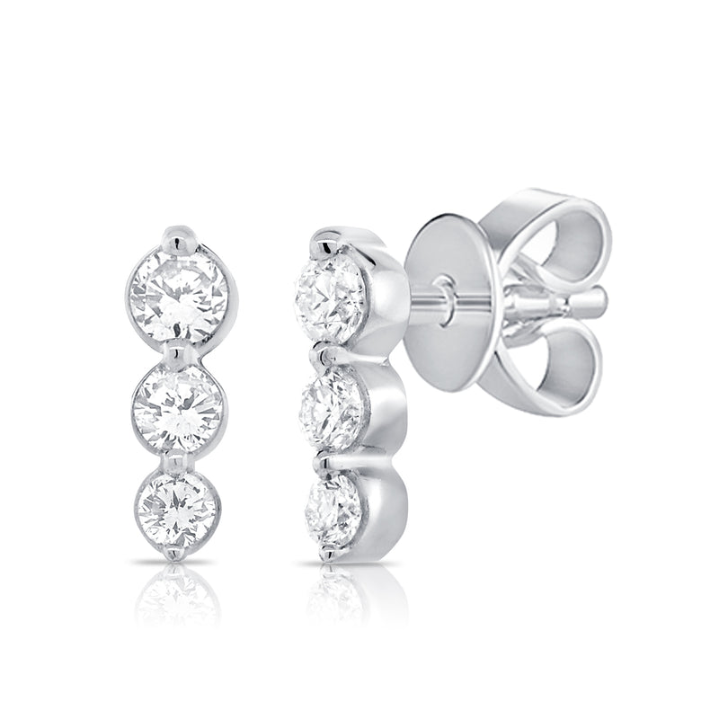 Timeless Trio Diamond Earrings in 14K Gold