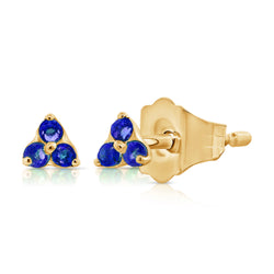 Clover Design Triple Set 3 Sapphire Studs in 14Kt Gold