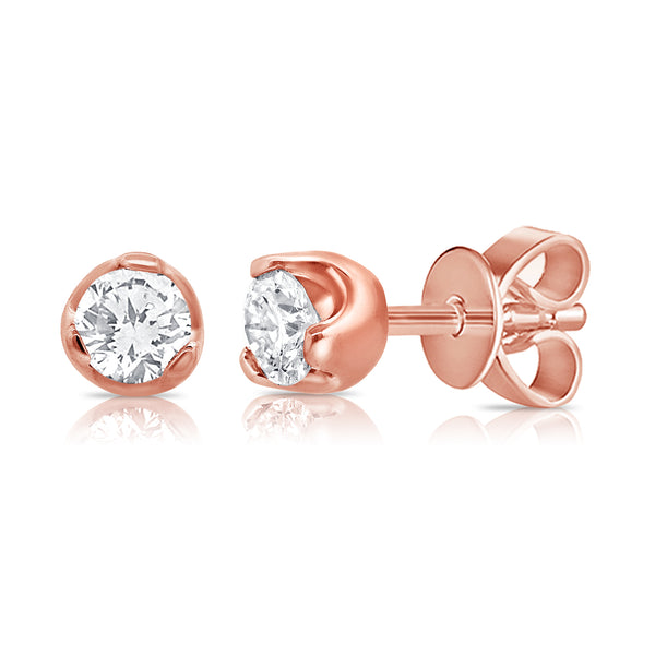 Classic Diamond Solitaire Stud Earrings in 14K Gold