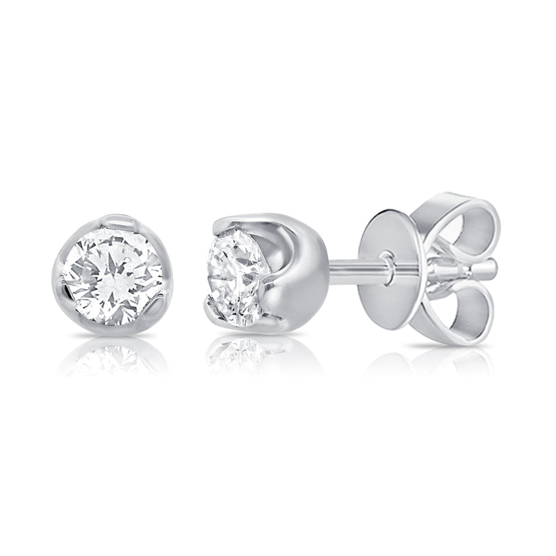 Classic Diamond Solitaire Stud Earrings in 14K Gold