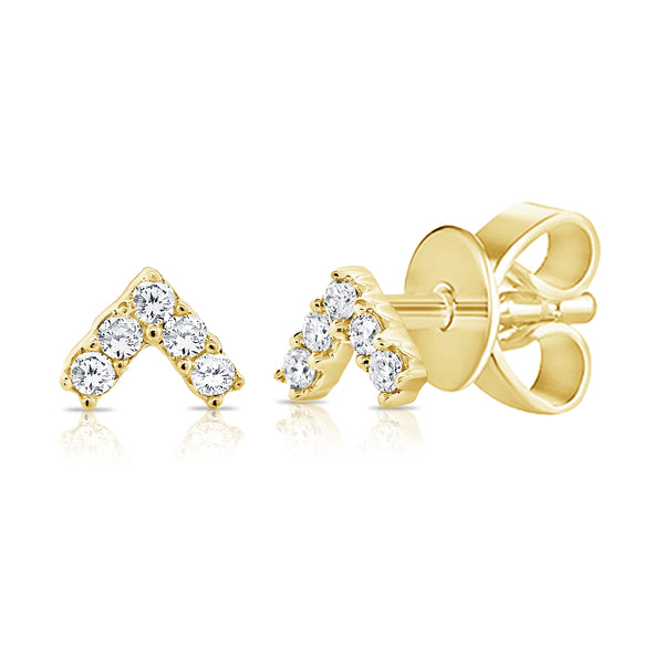 Trendy V Shape Diamond Stud Earrings 14Kt Gold