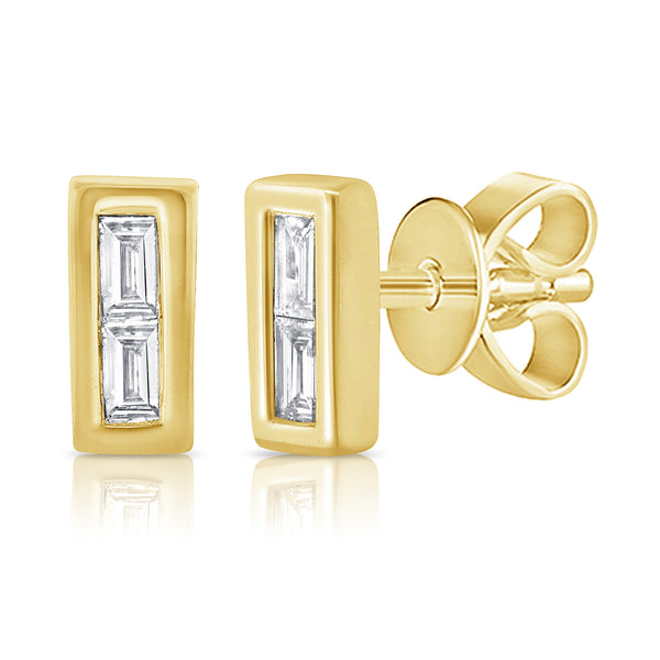 Bezel Set Diamond Stud Earrings made in 14K Gold