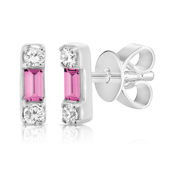 14K Pink Sapphire & Diamond Stud