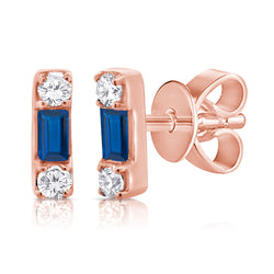 14K Diamond & Sapphire Studs