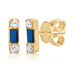 14K Diamond & Sapphire Studs