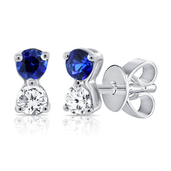0.25ct Colored Gemstone Rainbow Classic Diamond & Sapphire Stud Earring