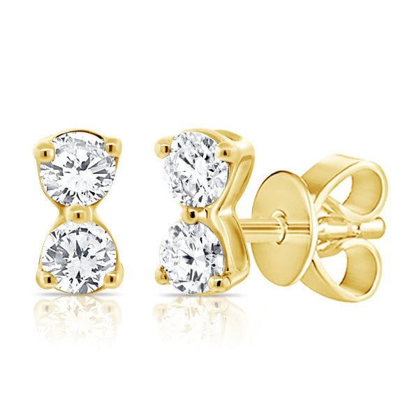 Designer Classic Double Diamond Stud Earrings 0.20 TW