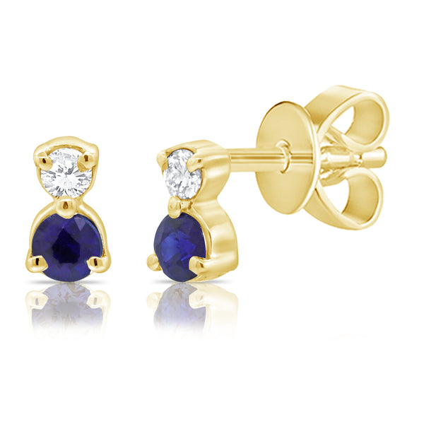 Sapphire & Diamond Studs made in 14Kt Gold