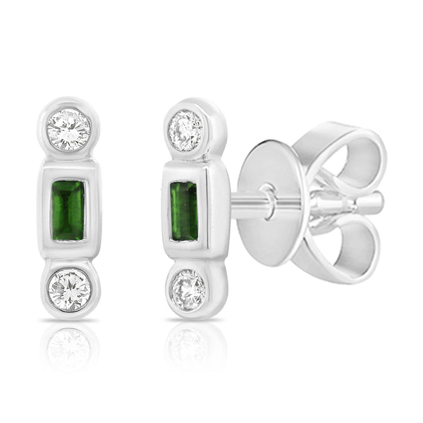 TRENDY Designer Diamond & Emerald Studs made in 14kt Gold