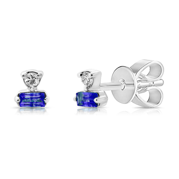 14K Sapphire Studs with Diamonds