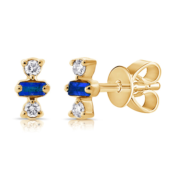 14K Sapphire & Diamonds Stud made in Yellow/White/Rose Gold