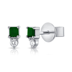 14K Emerald & Diamond Stud