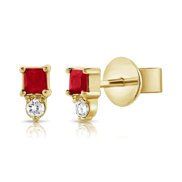 Diamond & Ruby Classic Stud