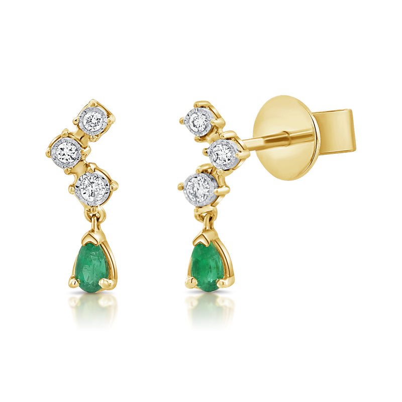 OKGs Collection Geometric Diamond & Emerald Studs