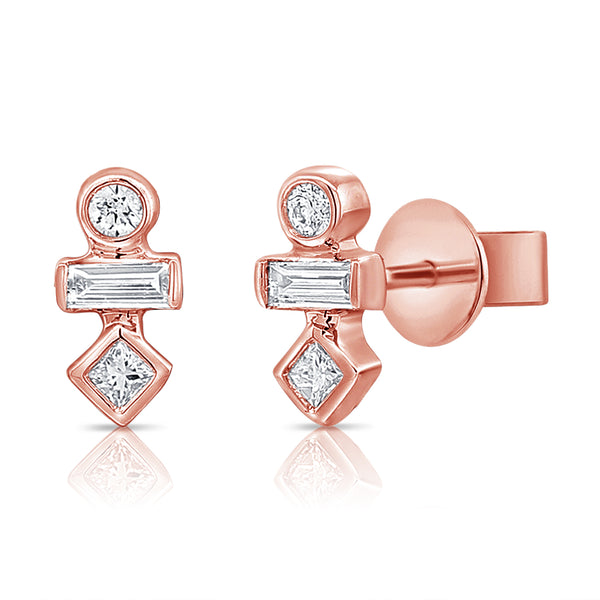 Art Deco-Inspired Diamond & Baguette Earrings