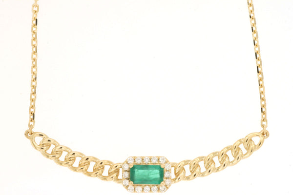 Emerald & Diamond Cuban Pendant