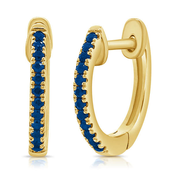 Blue Sapphire Huggies Halfway Set mounted in 14Kt Gold