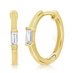 Diamond Baguette Huggie Earrings