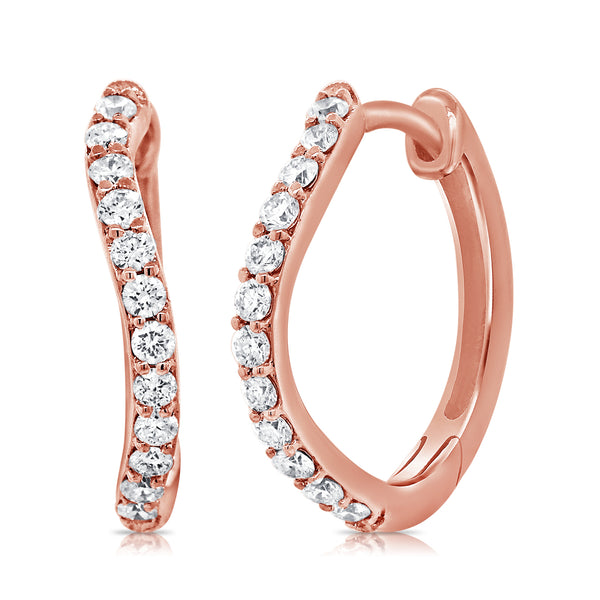 Elegant 0.18 Carat Diamond Huggie Earrings in 14K White, Yellow, or Rose Gold
