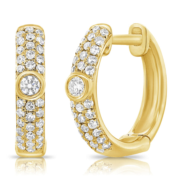 Pavé Diamond Hoop Earrings in 14K Gold