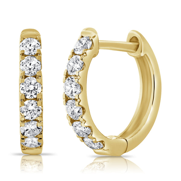 Timeless Elegance: 14K Gold Diamond Hoop Earrings