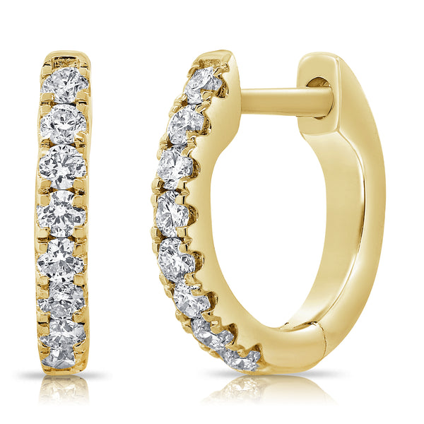 Classic 14K Gold Diamond Huggie Earrings