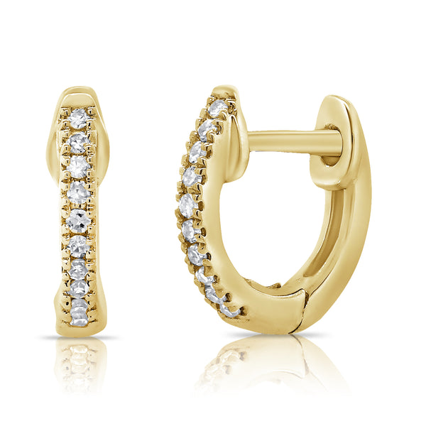 Classic Halfway Diamond Set Huggie Hoop Earrings