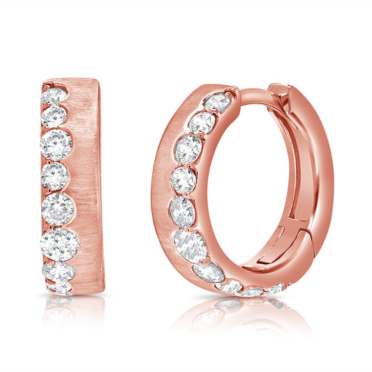 14K Gold Diamond Hoop Earrings | 0.51 CT Round Diamonds