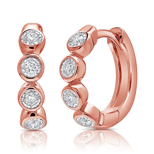 Bezel-Set Diamond Hoop Earrings in 14K Gold | 0.10 CT Miracle-Set Diamonds