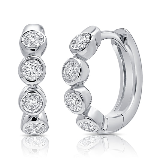 Bezel-Set Diamond Hoop Earrings in 14K Gold | 0.10 CT Miracle-Set Diamonds