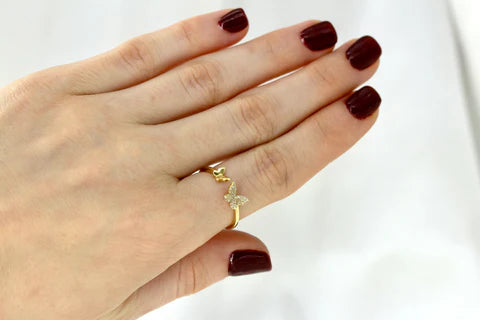 0.06 Carat Diamond Butterfly Wrap Ring in 14K White, Yellow, or Rose Gold
