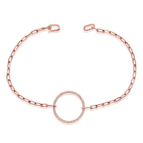 14K Gold Diamond Circle Link Bracelet