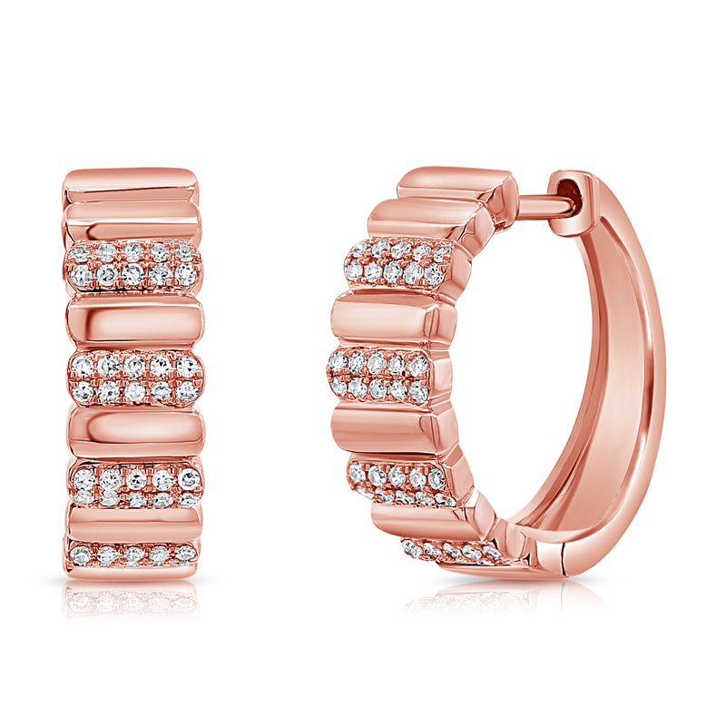 14K Gold Diamond Bar Huggie Earrings – 0.22 Carat