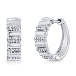 14K Gold Diamond Bar Huggie Earrings – 0.22 Carat