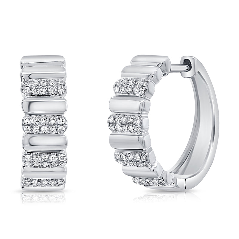 14K Gold Diamond Bar Huggie Earrings – 0.22 Carat
