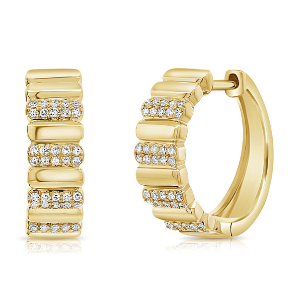 14K Gold Diamond Bar Huggie Earrings – 0.22 Carat