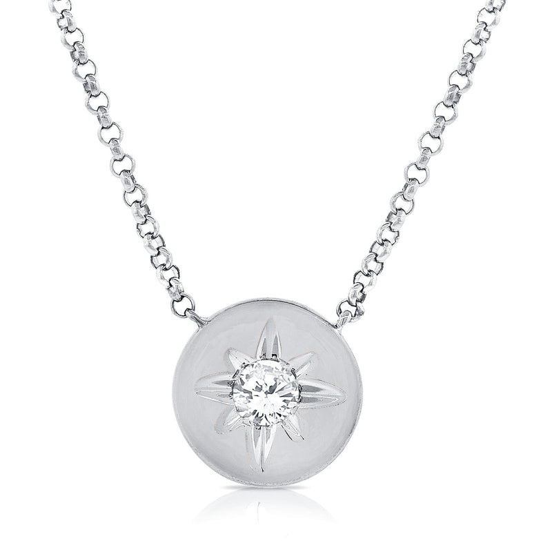 Diamond Starbust Solitaire Necklace made in 14K Gold