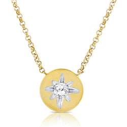 Diamond Starbust Solitaire Necklace made in 14K Gold