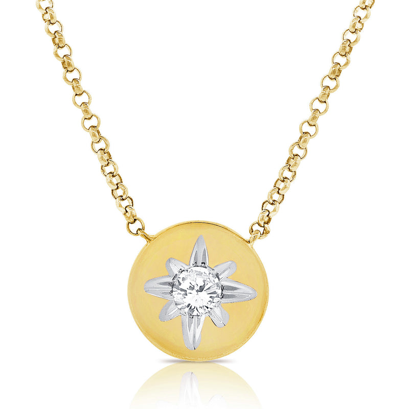 Diamond Starbust Solitaire Necklace made in 14K Gold