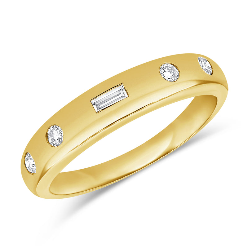 14Kt Gold On Trend Gypsy Set Ring with Diamonds
