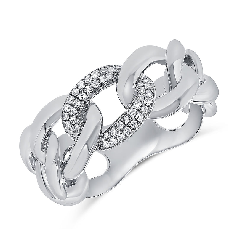 14Kt Gold and Diamond Designer Marina Link Chain Ring
